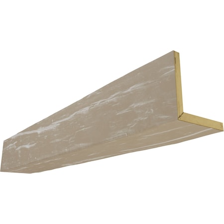 2-Sided (L-beam) Riverwood Endurathane Faux Wood Ceiling Beam, White Washed, 8W X 4H  X 8'L